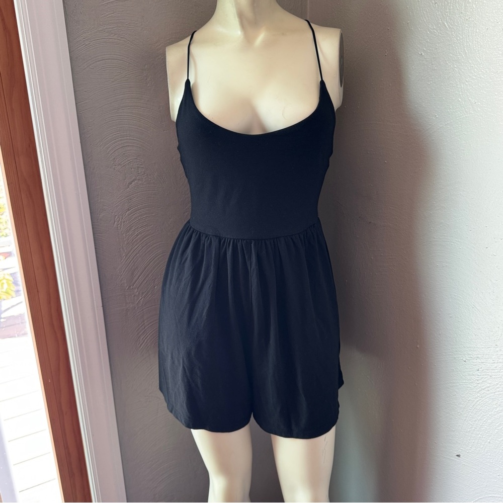 American eagle romper black spaghetti strap pockets size med